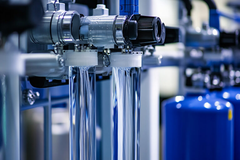 systeme-de-purification-industrielle-de-l-eau-liquide-clair-coulant-a-travers-des-tubes-technologie-avancee
